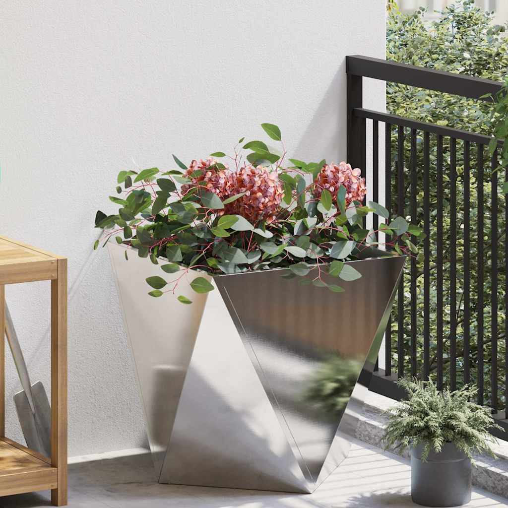 Γλάστρα Ασημί 50 x 50 x 50 cm Ανοξείδωτο ατσάλι
