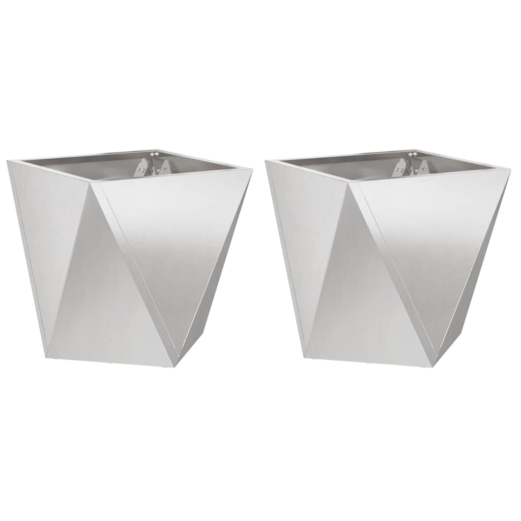 Γλάστρα 2 pcs Ασημί 50 x 50 x 50 cm Ανοξείδωτο ατσάλι