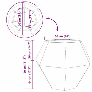 Γλάστρα Ασημί 100 x 100 x 80 εκ Γαλβανισμένος Χάλυβας