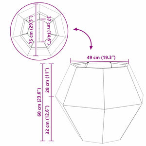 Γλάστρα Λευκό 75 x 75 x 60 εκ Ατσάλι
