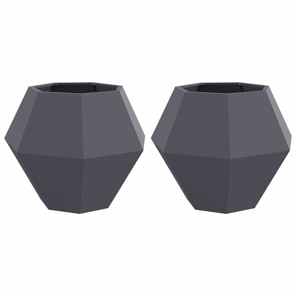 Γλάστρα 2 pcs Ανθρακί 75 x 75 x 60 εκ Ατσάλι - Pakobazaar