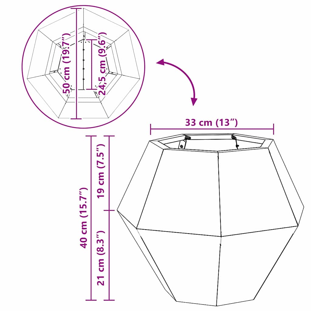 Γλάστρα 2 pcs Ελιά Πράσινη 50 x 50 x 40 cm Ατσάλι