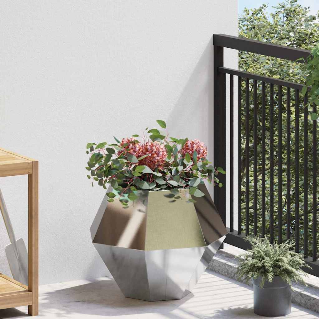 Γλάστρα Ασημί 50 x 50 x 40 cm Ανοξείδωτο ατσάλι