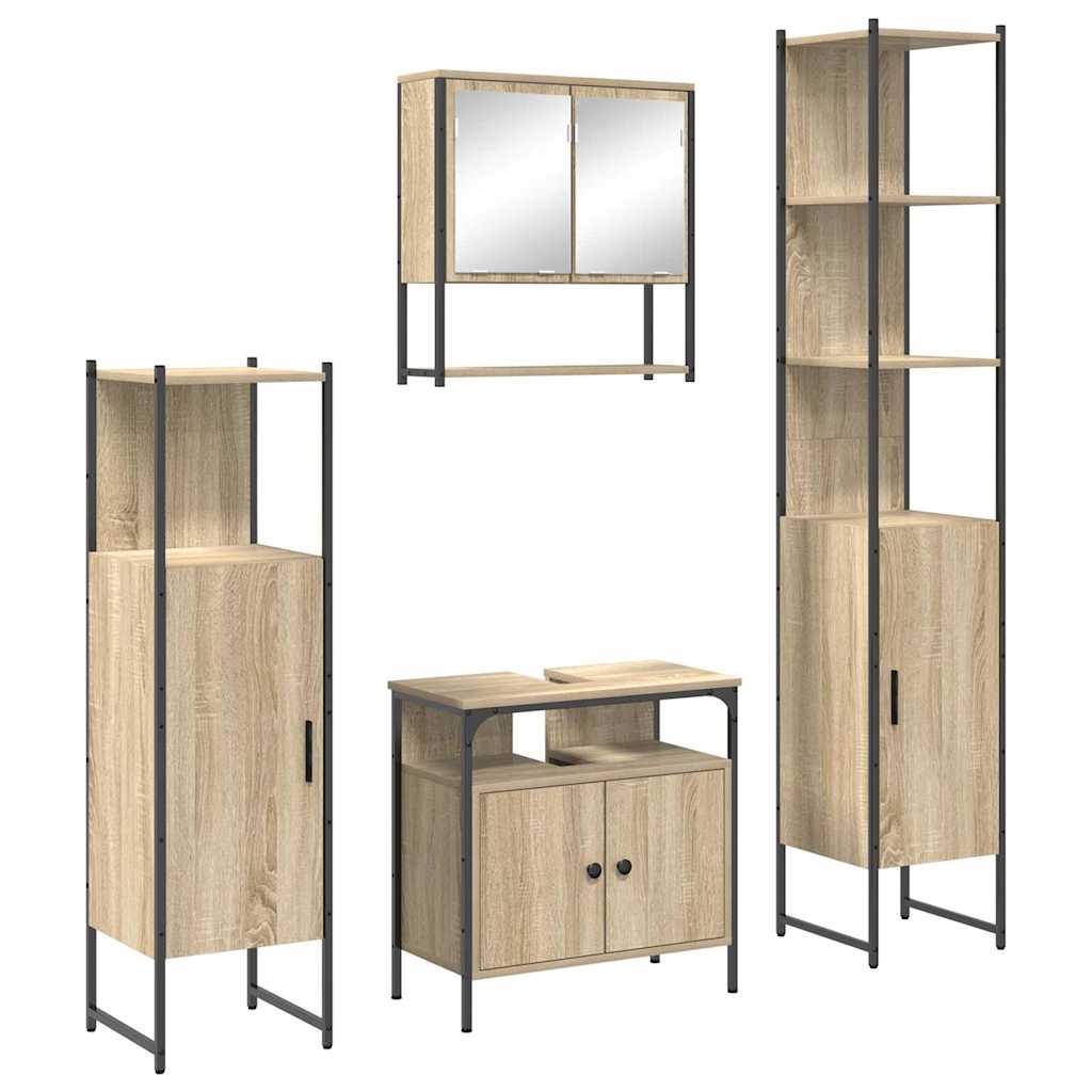 Σετ Επίπλων Μπάνιου 4 pcs Δρύς Sonoma Επεξεργασμένο ξύλο