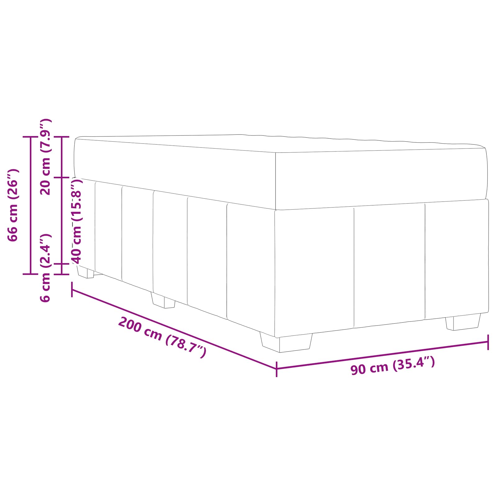 Σκελετός Κρεβατιού με στρώμα Μαύρο 90 x 200 cm ύφασμα