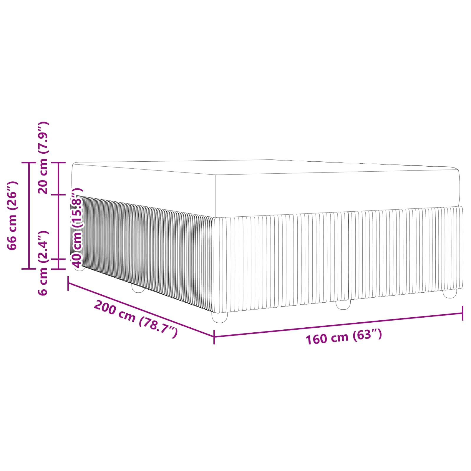 Σκελετός Κρεβατιού με στρώμα Κρεμ 160 x 200 cm ύφασμα - Pakobazaar