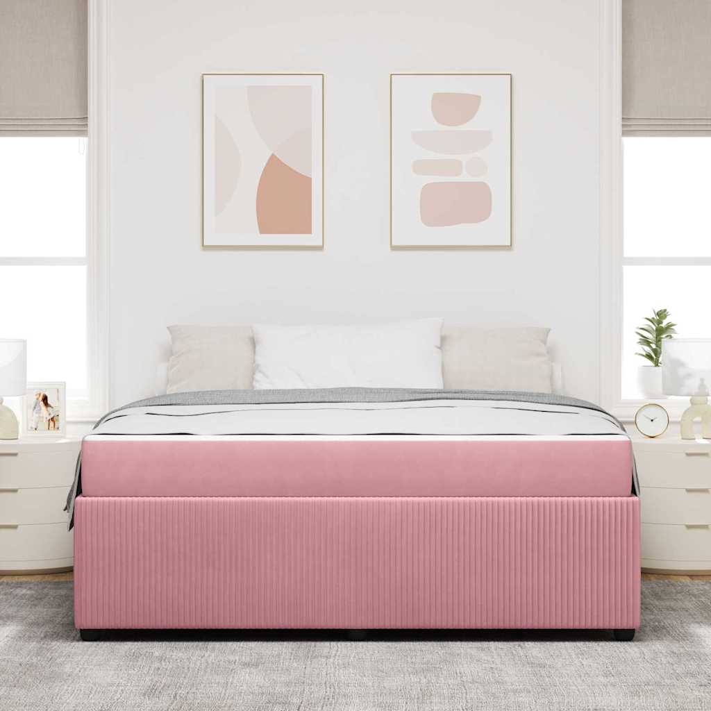 Σκελετός Κρεβατιού με στρώμα Ροζ 180 x 200 cm ύφασμα