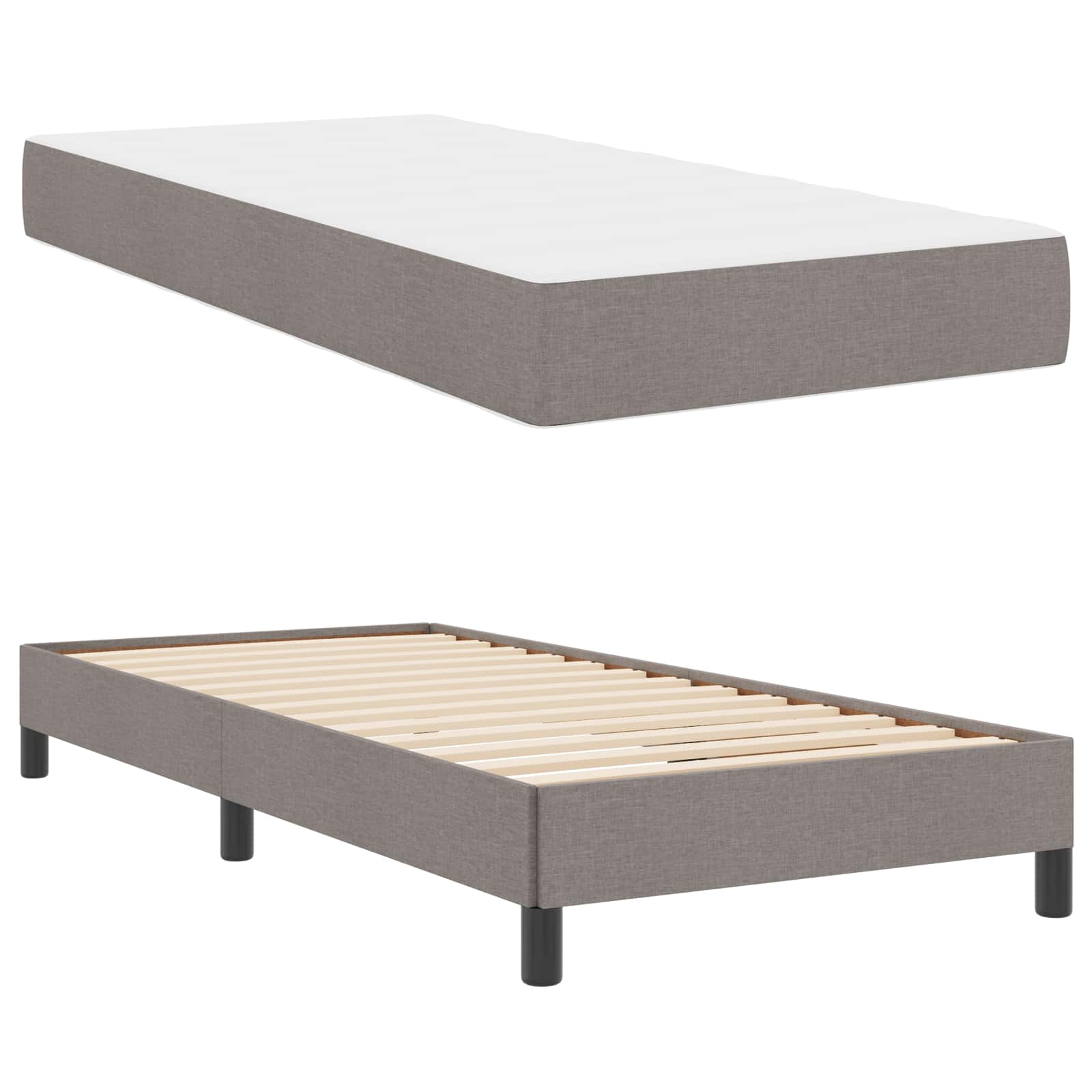 Κρεβάτι με ελατήρια με στρώμα Taupe 80 x 200 cm ύφασμα - Pakobazaar