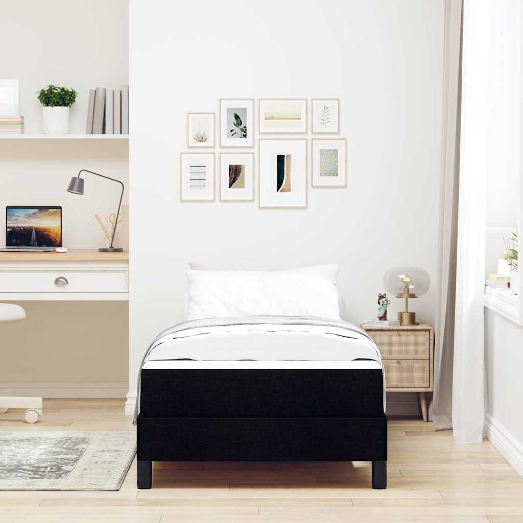 Κρεβάτι με ελατήρια με στρώμα Μαύρο 90 x 190 cm ύφασμα - Pakobazaar