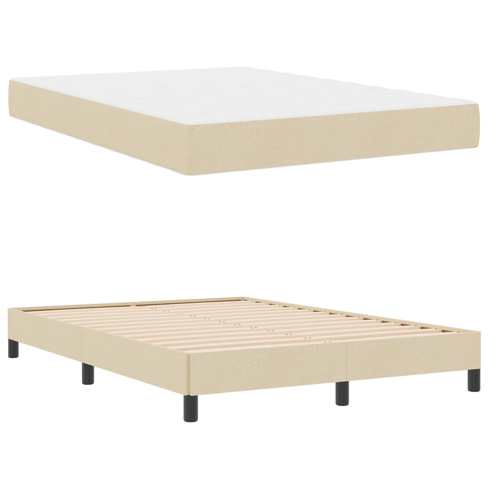 Κρεβάτι με ελατήρια με στρώμα Κρεμ 140 x 190 cm ύφασμα - Pakobazaar