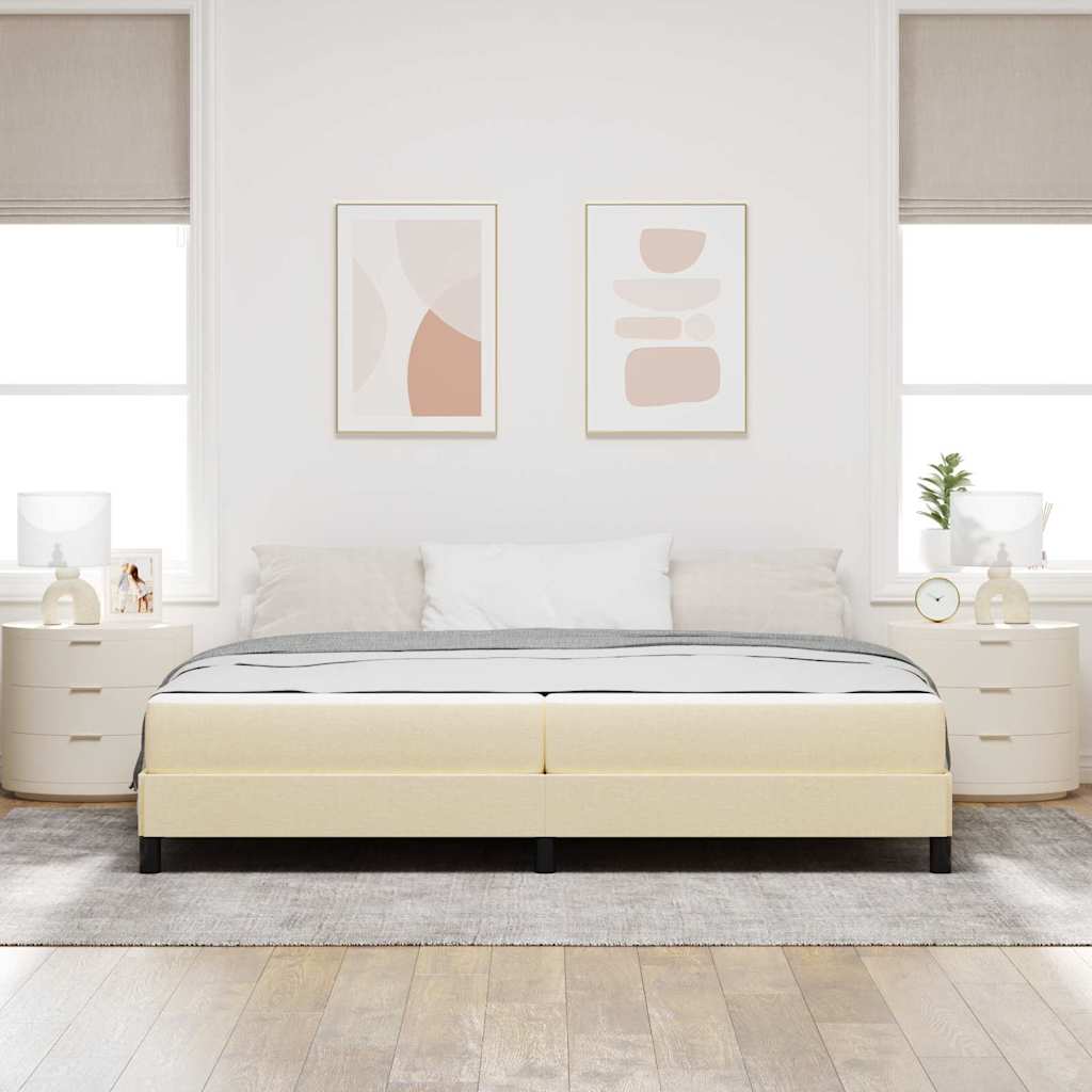 Κρεβάτι με ελατήρια με στρώμα Κρεμ 200 x 200 cm ύφασμα