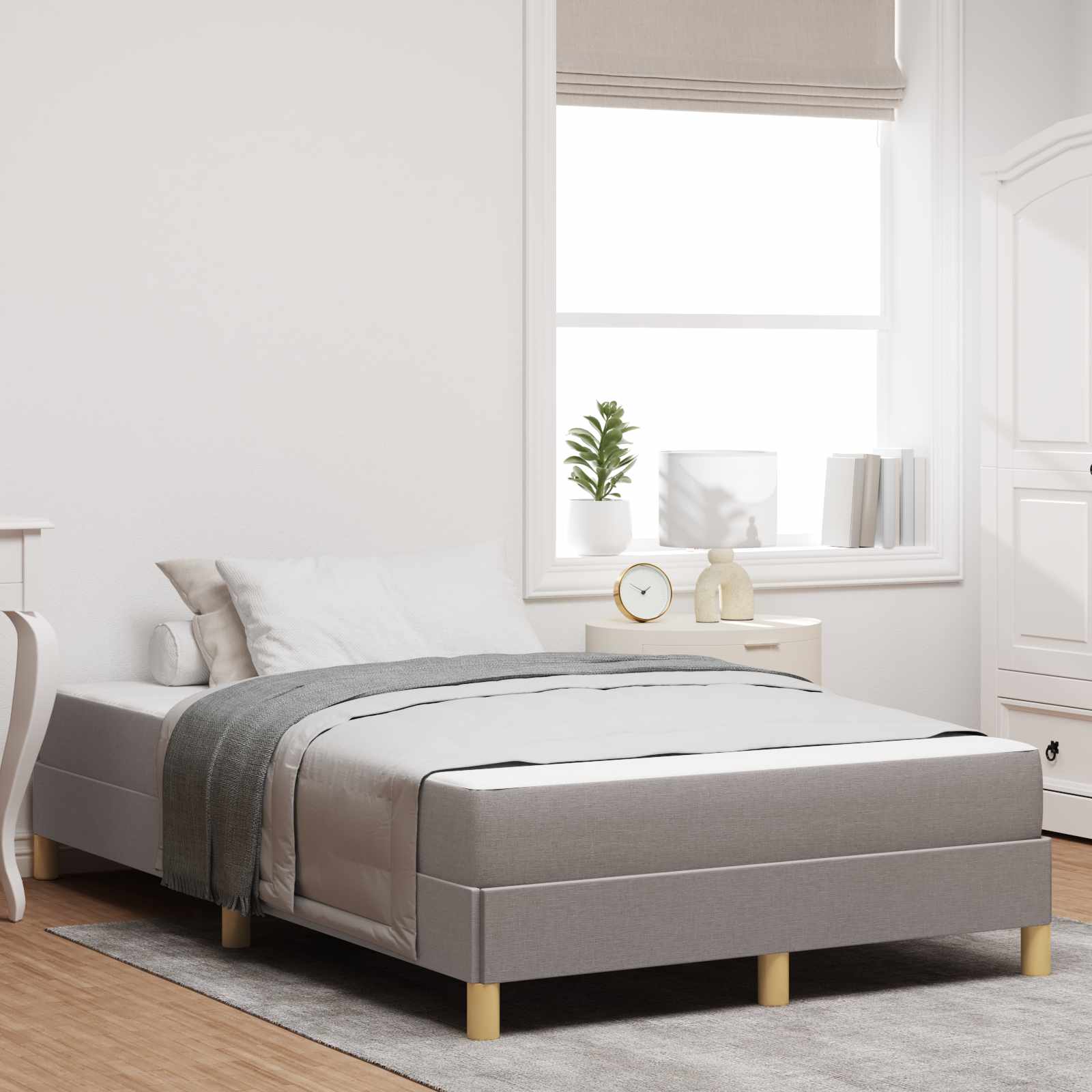 Κρεβάτι με ελατήρια με στρώμα Taupe 120 x 190 cm ύφασμα