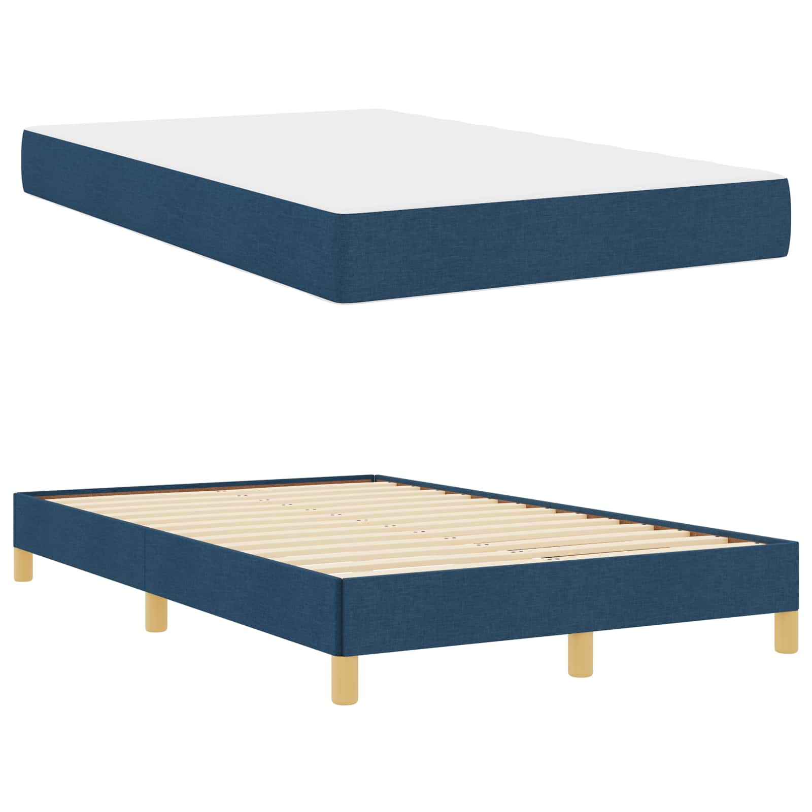 Κρεβάτι με ελατήρια με στρώμα Μπλε 120 x 190 cm ύφασμα - Pakobazaar