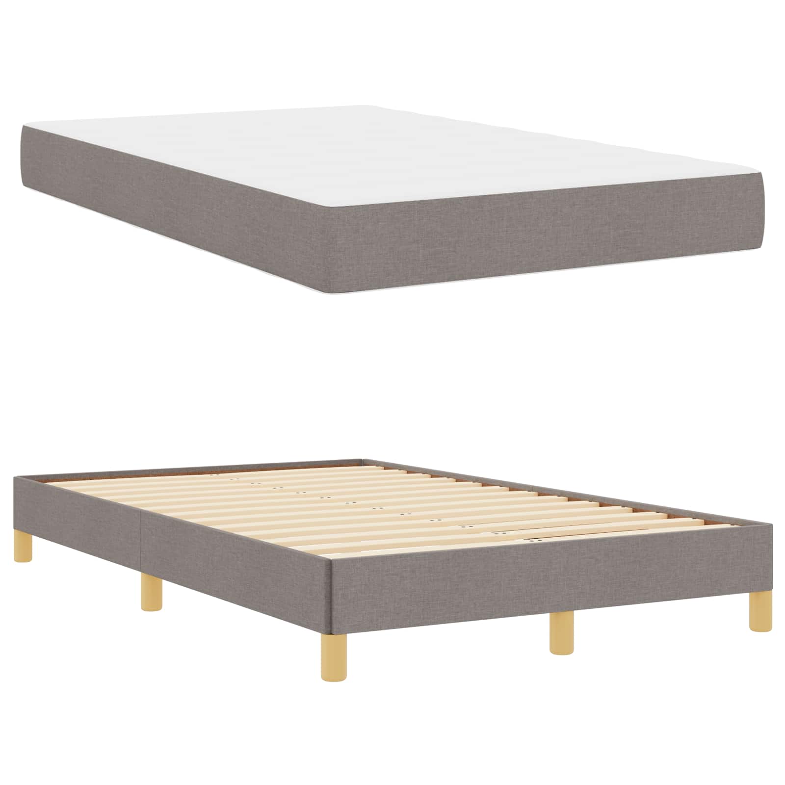Κρεβάτι με ελατήρια με στρώμα Taupe 120 x 200 cm ύφασμα - Pakobazaar