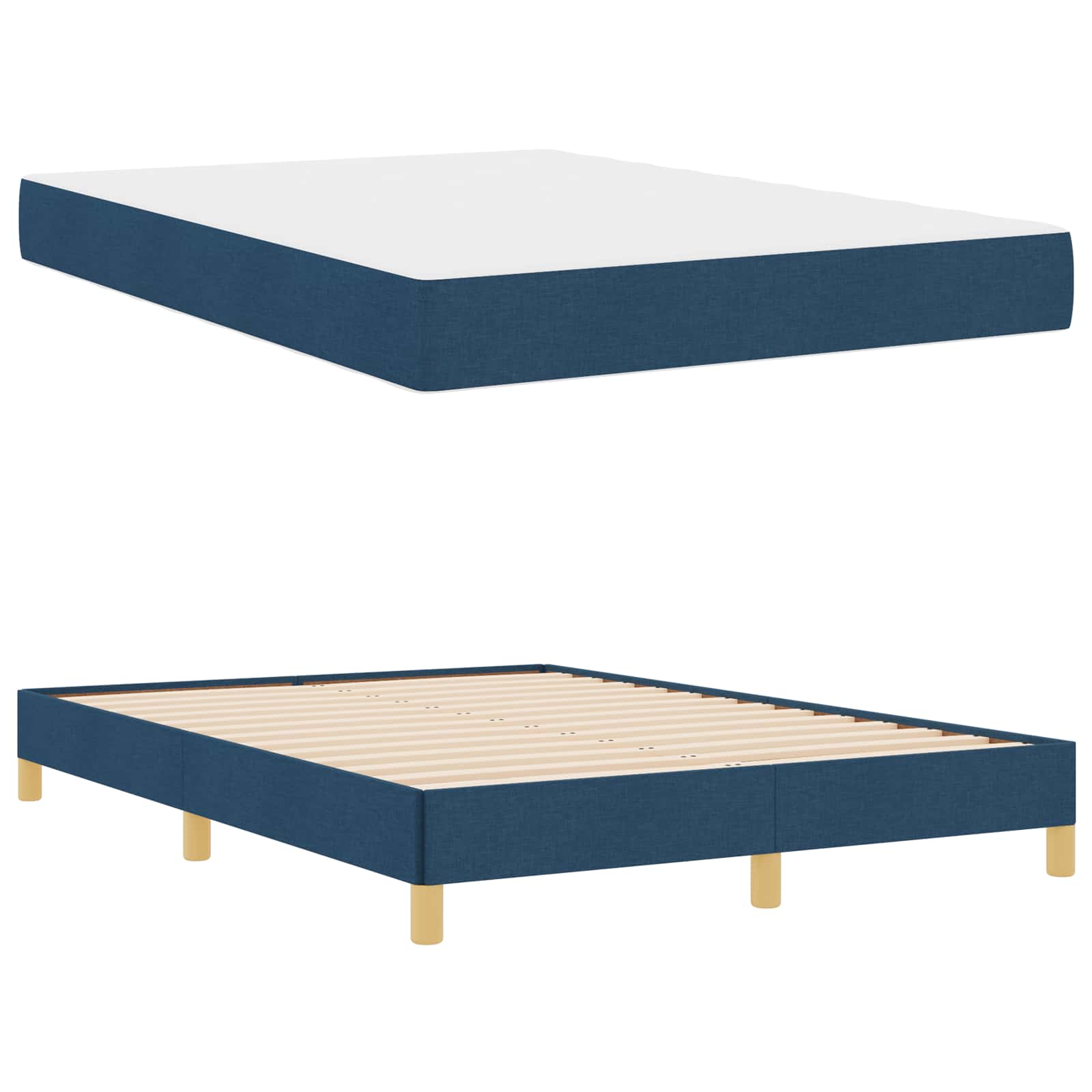 Κρεβάτι με ελατήρια με στρώμα Μπλε 140 x 190 cm ύφασμα