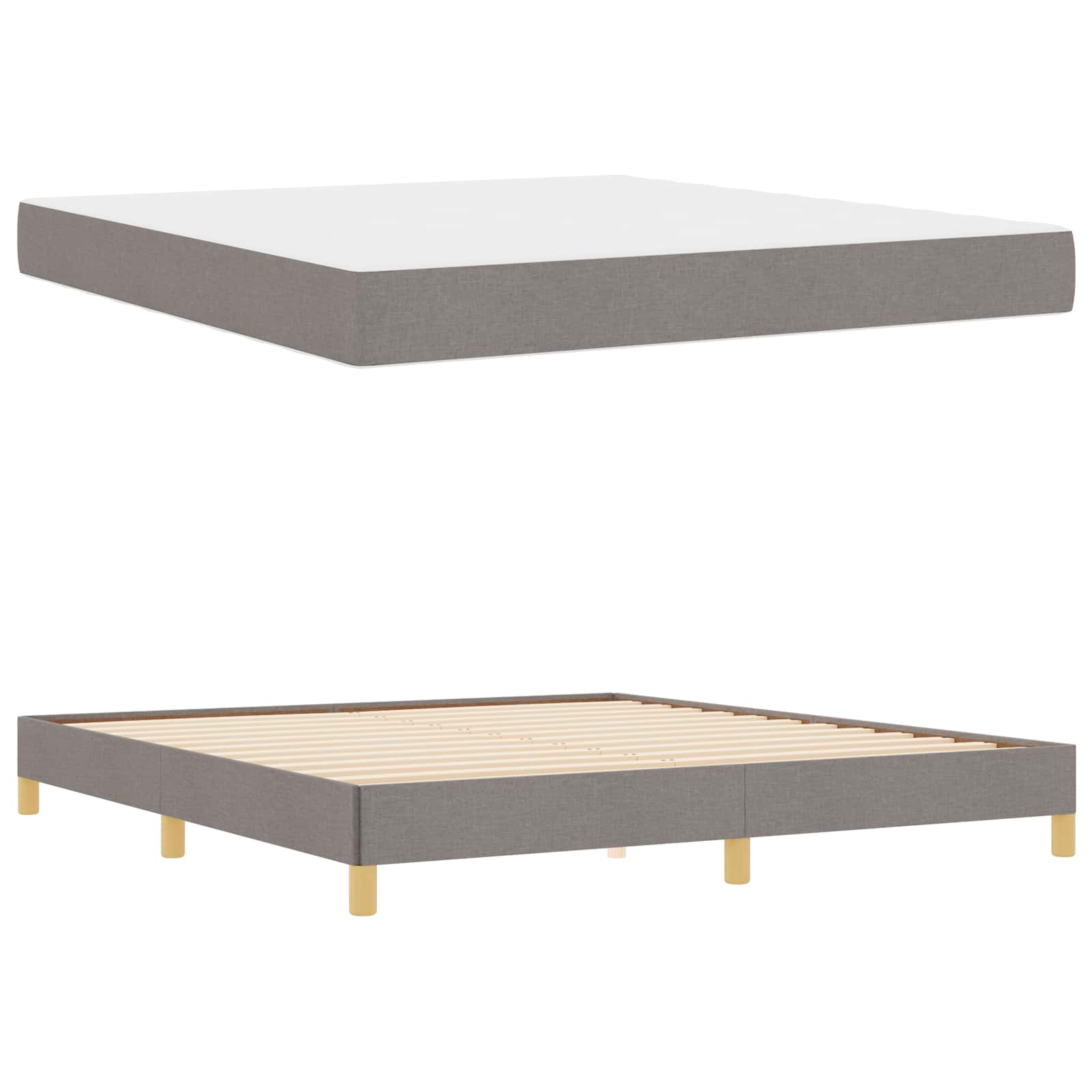 Κρεβάτι με ελατήρια με στρώμα Taupe 180 x 200 cm ύφασμα - Pakobazaar