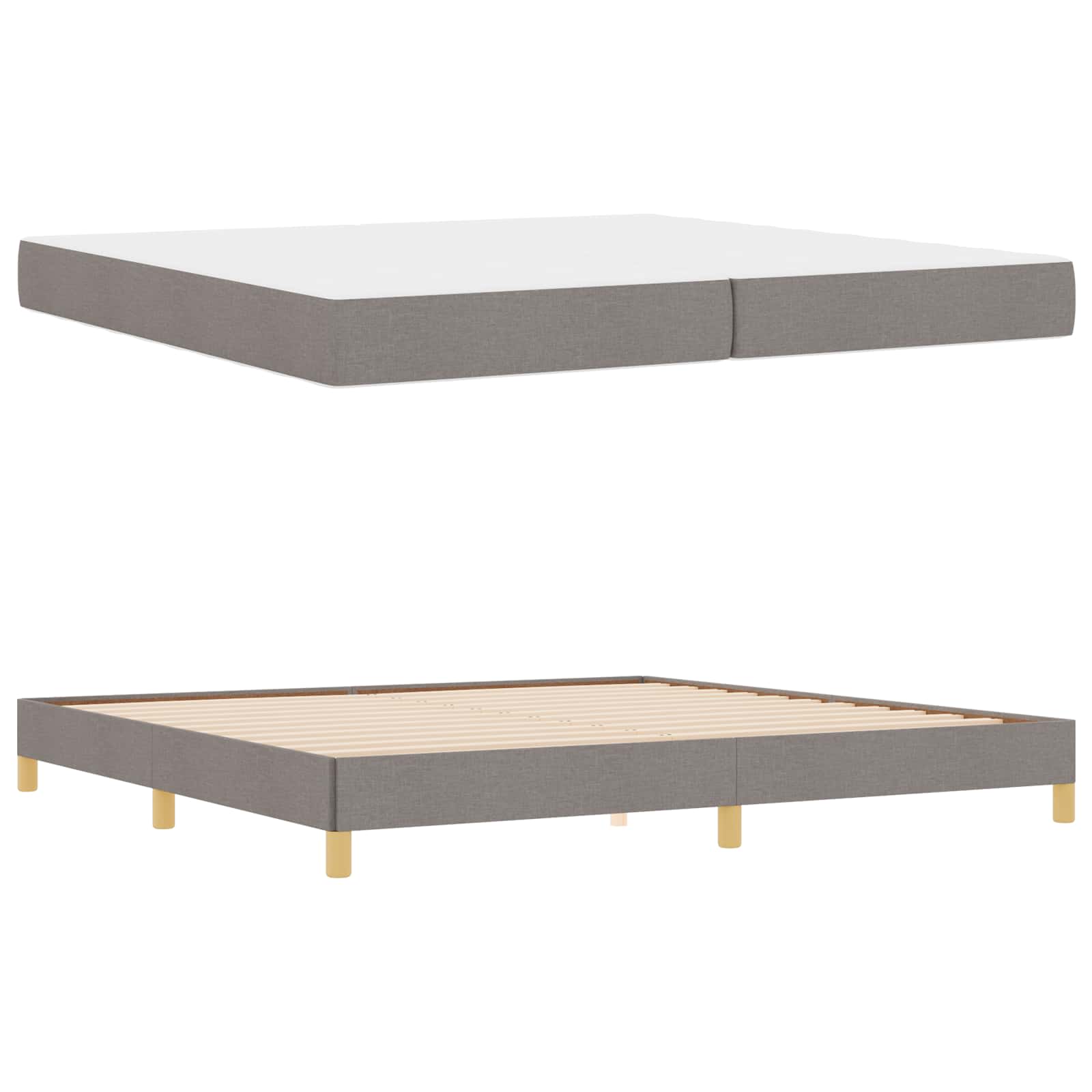 Κρεβάτι με ελατήρια με στρώμα Taupe 200 x 200 cm ύφασμα
