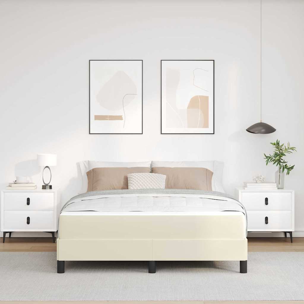 Σκελετός Κρεβατιού με στρώμα Κρεμ 160 x 200 cm ύφασμα - Pakobazaar