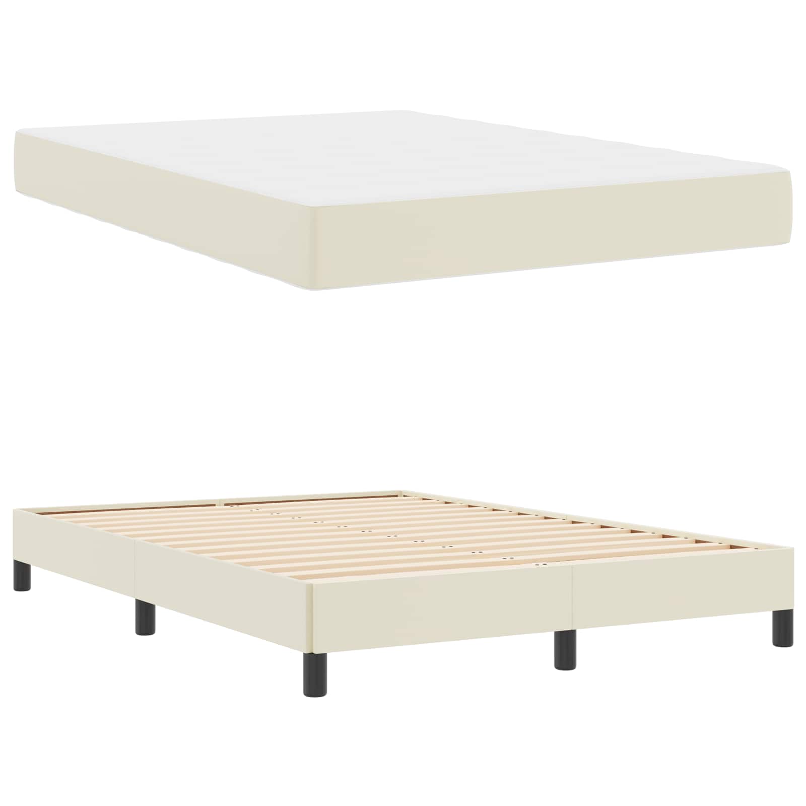 Σκελετός Κρεβατιού με στρώμα Κρεμ 160 x 200 cm ύφασμα - Pakobazaar