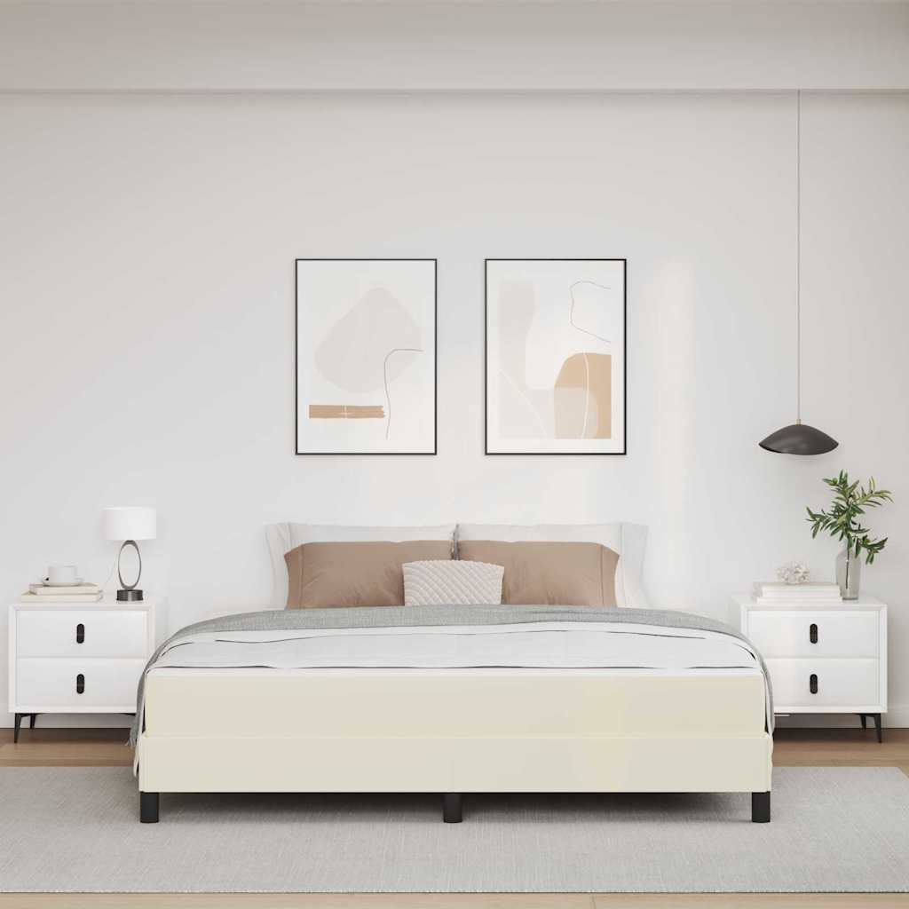 Σκελετός Κρεβατιού με στρώμα Κρεμ 180 x 200 cm ύφασμα - Pakobazaar
