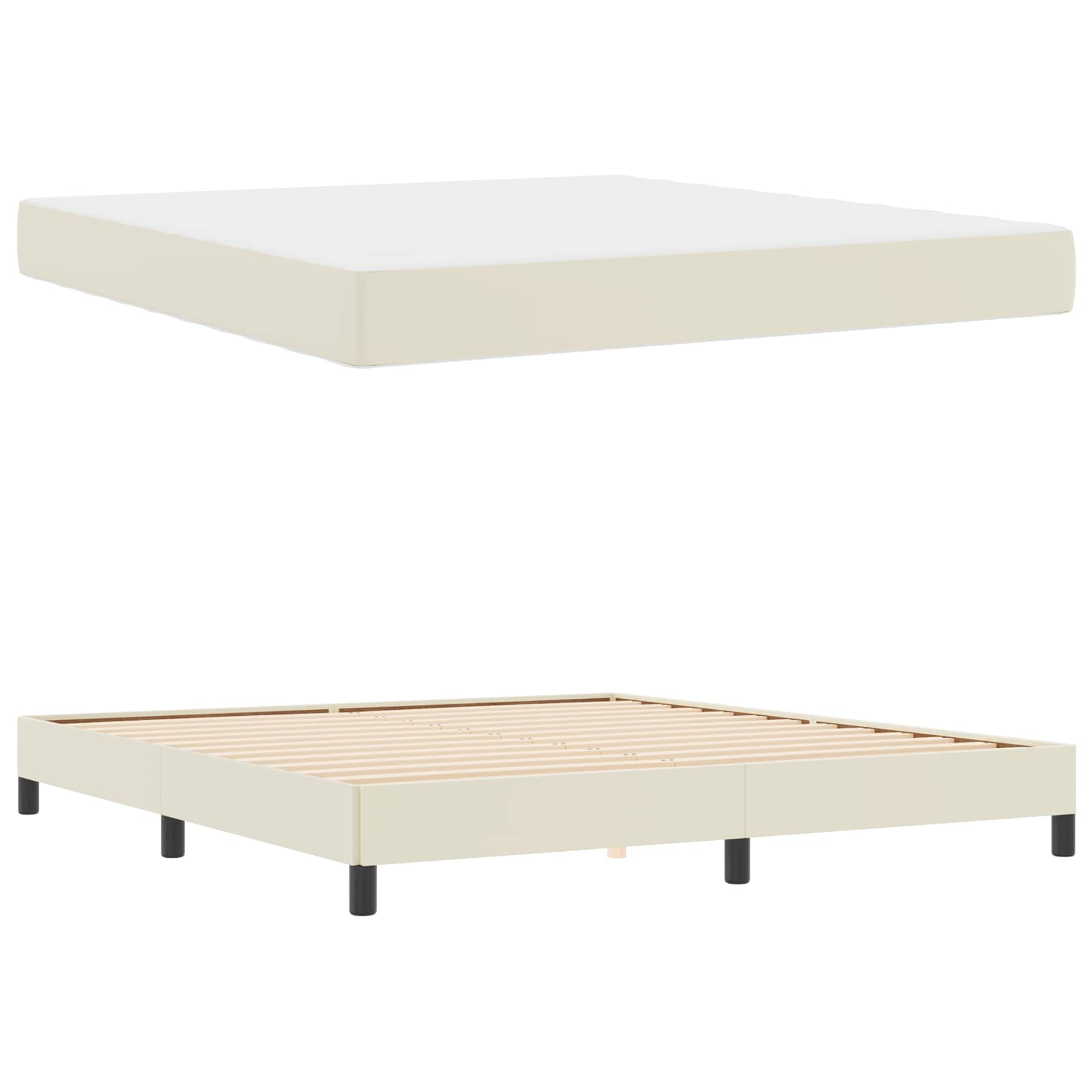 Σκελετός Κρεβατιού με στρώμα Κρεμ 180 x 200 cm ύφασμα - Pakobazaar