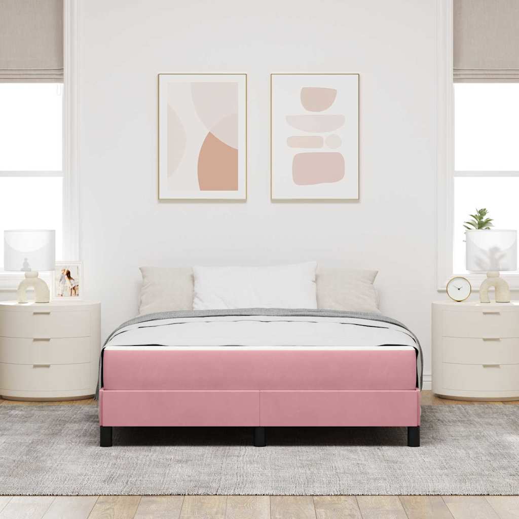 Κρεβάτι με ελατήρια με στρώμα Ροζ 160 x 200 cm ύφασμα - Pakobazaar