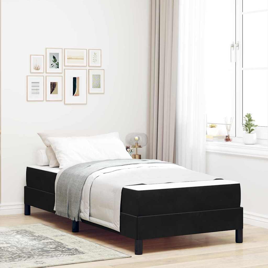 Κρεβάτι με ελατήρια με στρώμα Μαύρο 80 x 210 cm ύφασμα - Pakobazaar