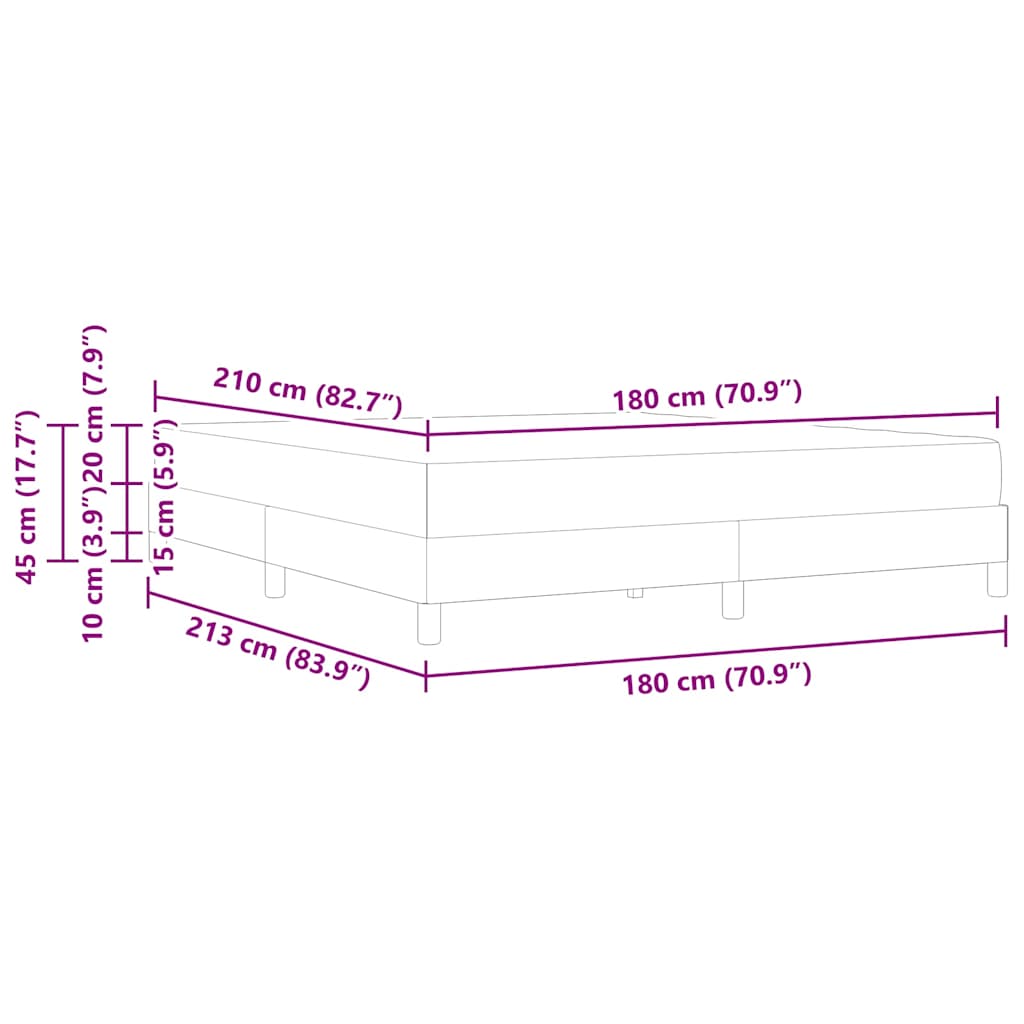 Κρεβάτι με ελατήρια με στρώμα Σκούρο Γκρι 180 x 210 cm ύφασμα