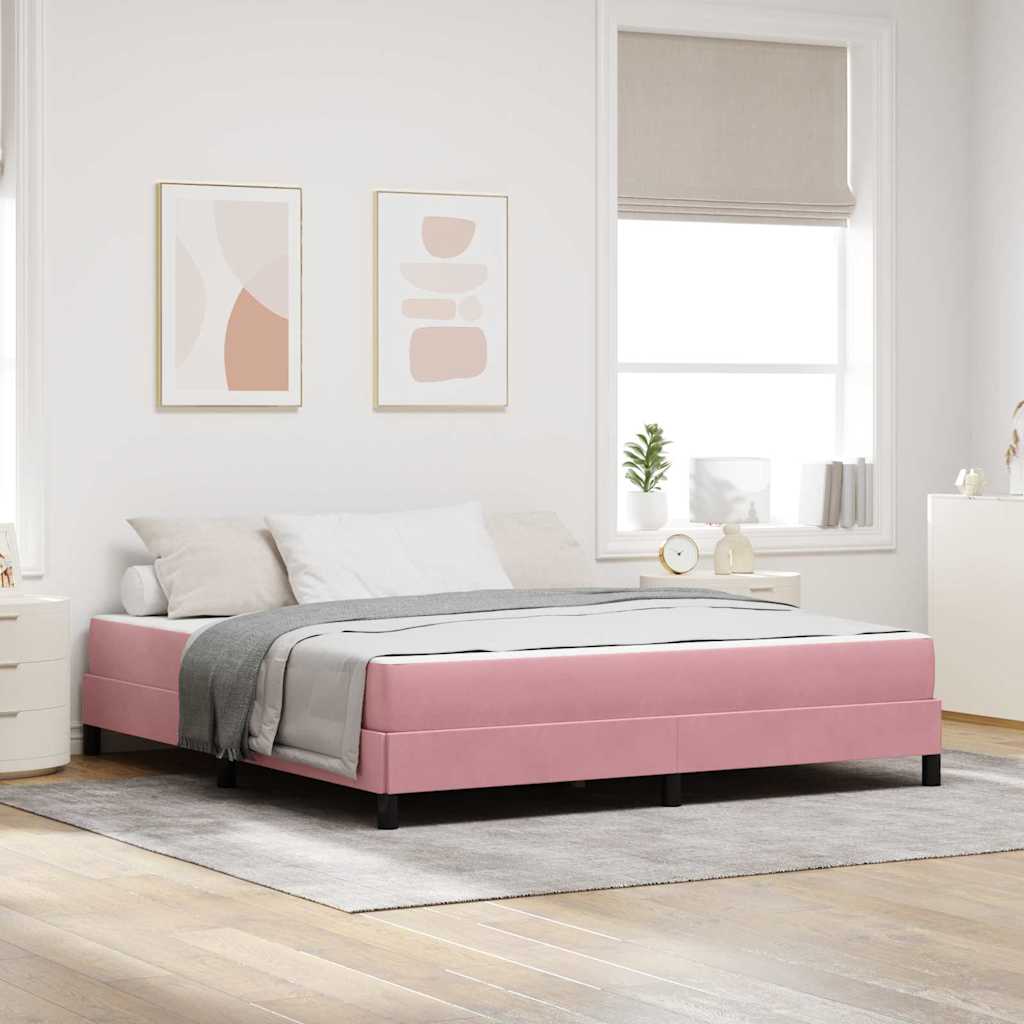 Κρεβάτι με ελατήρια με στρώμα Ροζ 180 x 210 cm ύφασμα