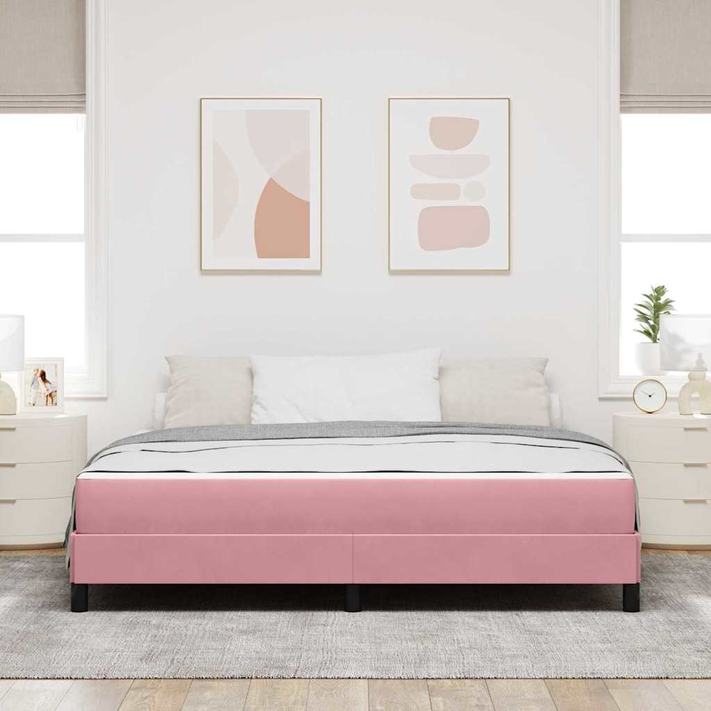 Κρεβάτι με ελατήρια με στρώμα Ροζ 180 x 210 cm ύφασμα