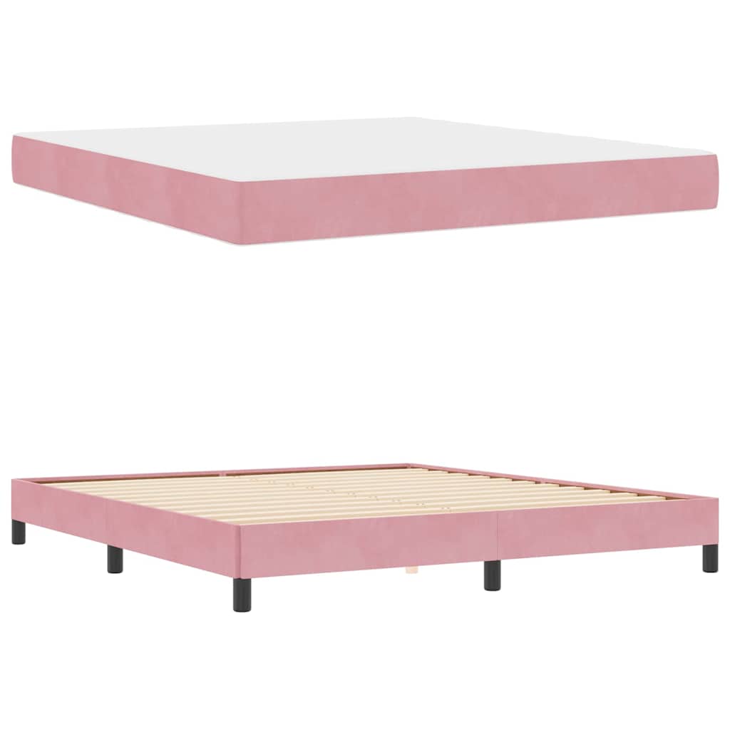 Κρεβάτι με ελατήρια με στρώμα Ροζ 180 x 210 cm ύφασμα