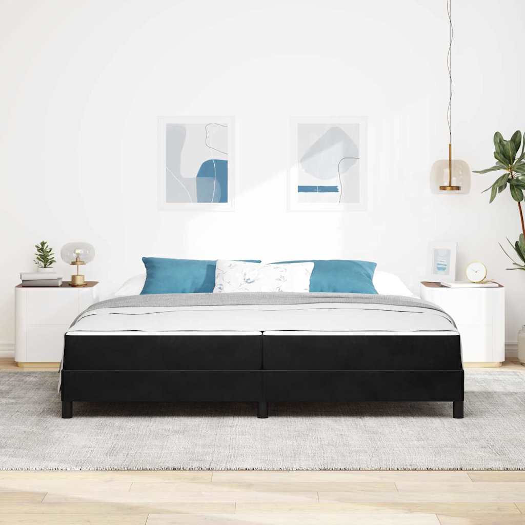 Κρεβάτι με ελατήρια με στρώμα Μαύρο 200 x 210 cm ύφασμα - Pakobazaar