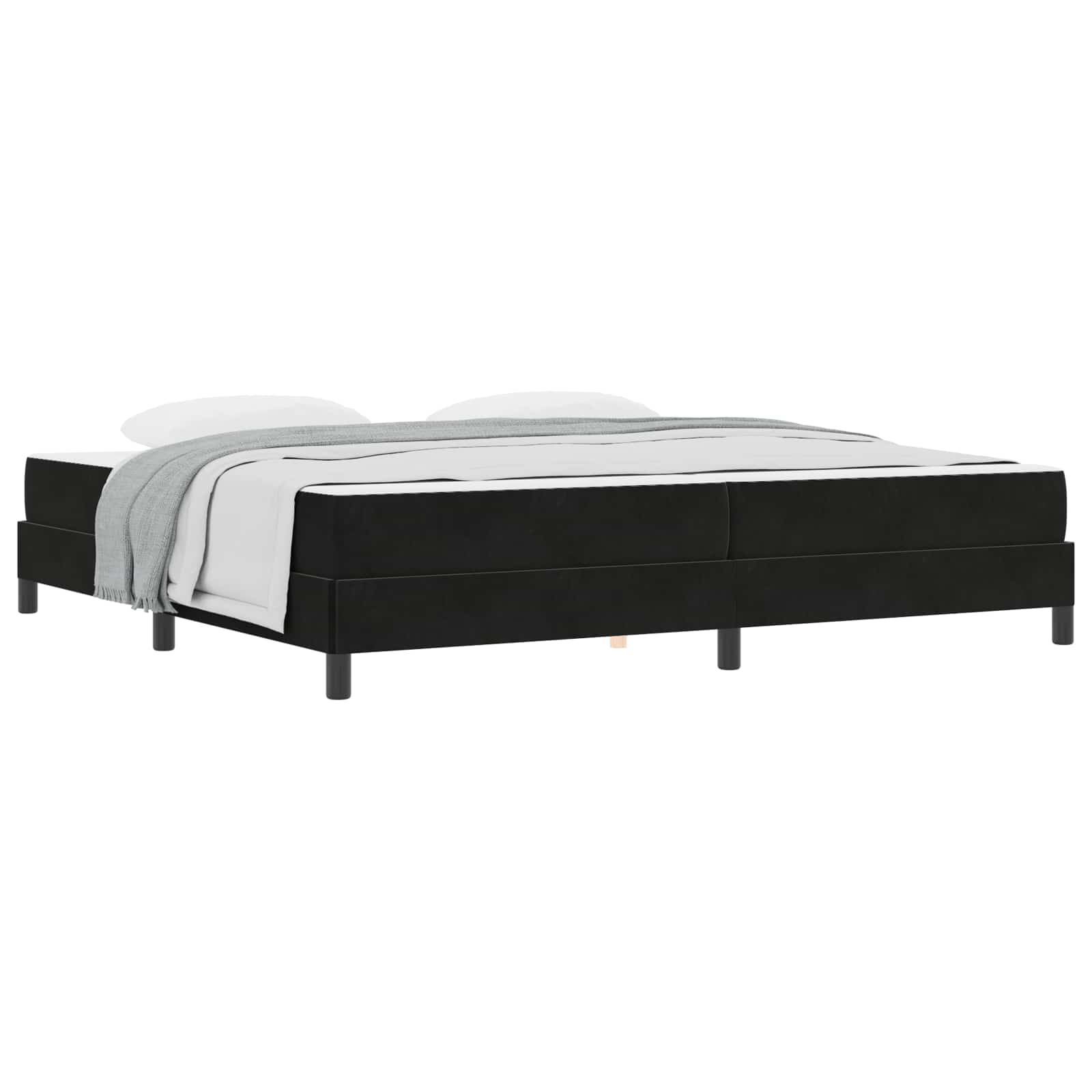 Κρεβάτι με ελατήρια με στρώμα Μαύρο 200 x 210 cm ύφασμα - Pakobazaar