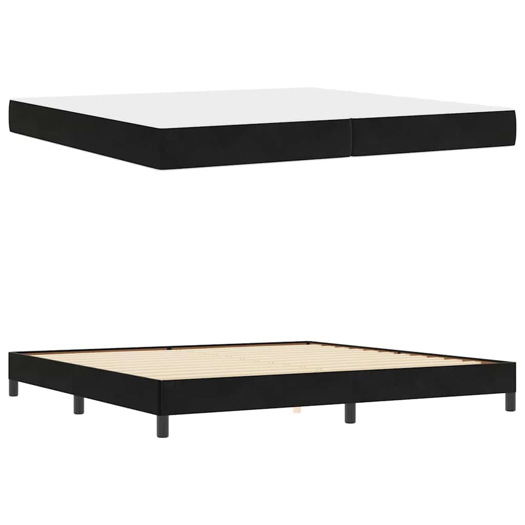 Κρεβάτι με ελατήρια με στρώμα Μαύρο 200 x 210 cm ύφασμα - Pakobazaar