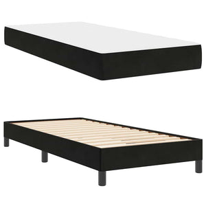 Κρεβάτι με ελατήρια με στρώμα Μαύρο 100 x 220 cm ύφασμα - Pakobazaar