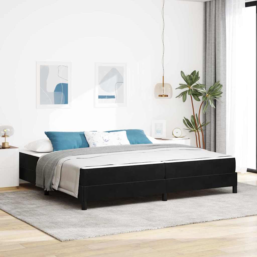 Κρεβάτι με ελατήρια με στρώμα Μαύρο 200 x 220 cm ύφασμα - Pakobazaar