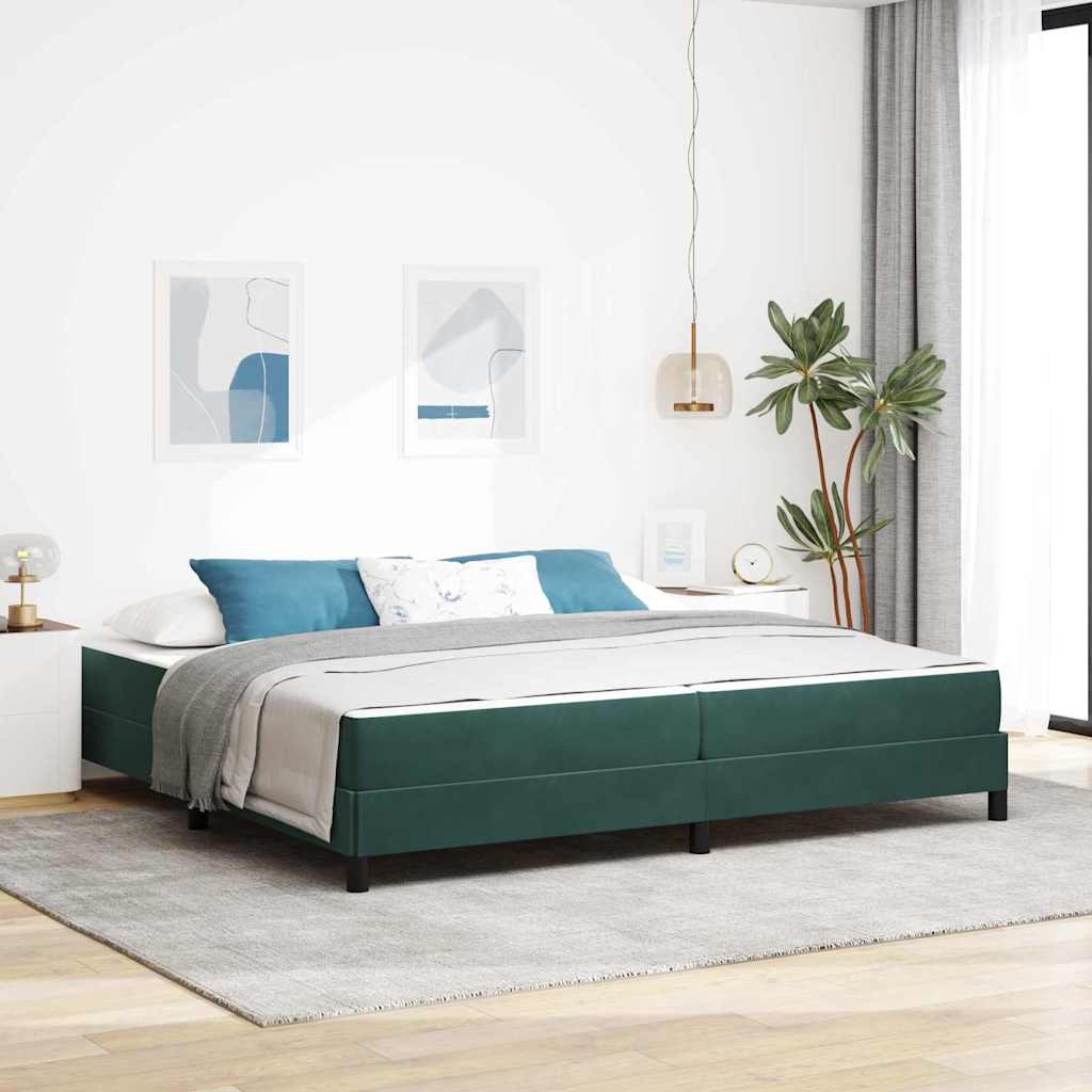 Κρεβάτι με ελατήρια Σκούρο Πράσινο 200 x 220 cm ύφασμα - Pakobazaar