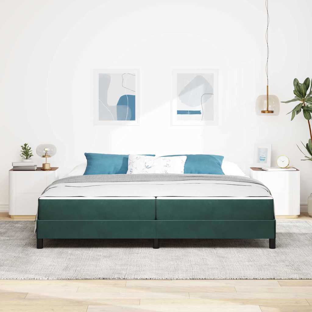 Κρεβάτι με ελατήρια Σκούρο Πράσινο 200 x 220 cm ύφασμα - Pakobazaar