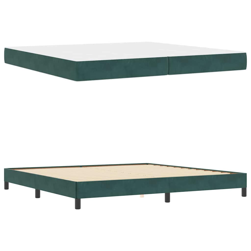 Κρεβάτι με ελατήρια Σκούρο Πράσινο 200 x 220 cm ύφασμα - Pakobazaar