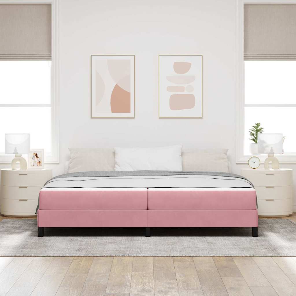 Κρεβάτι με ελατήρια με στρώμα Ροζ 200 x 220 cm ύφασμα - Pakobazaar
