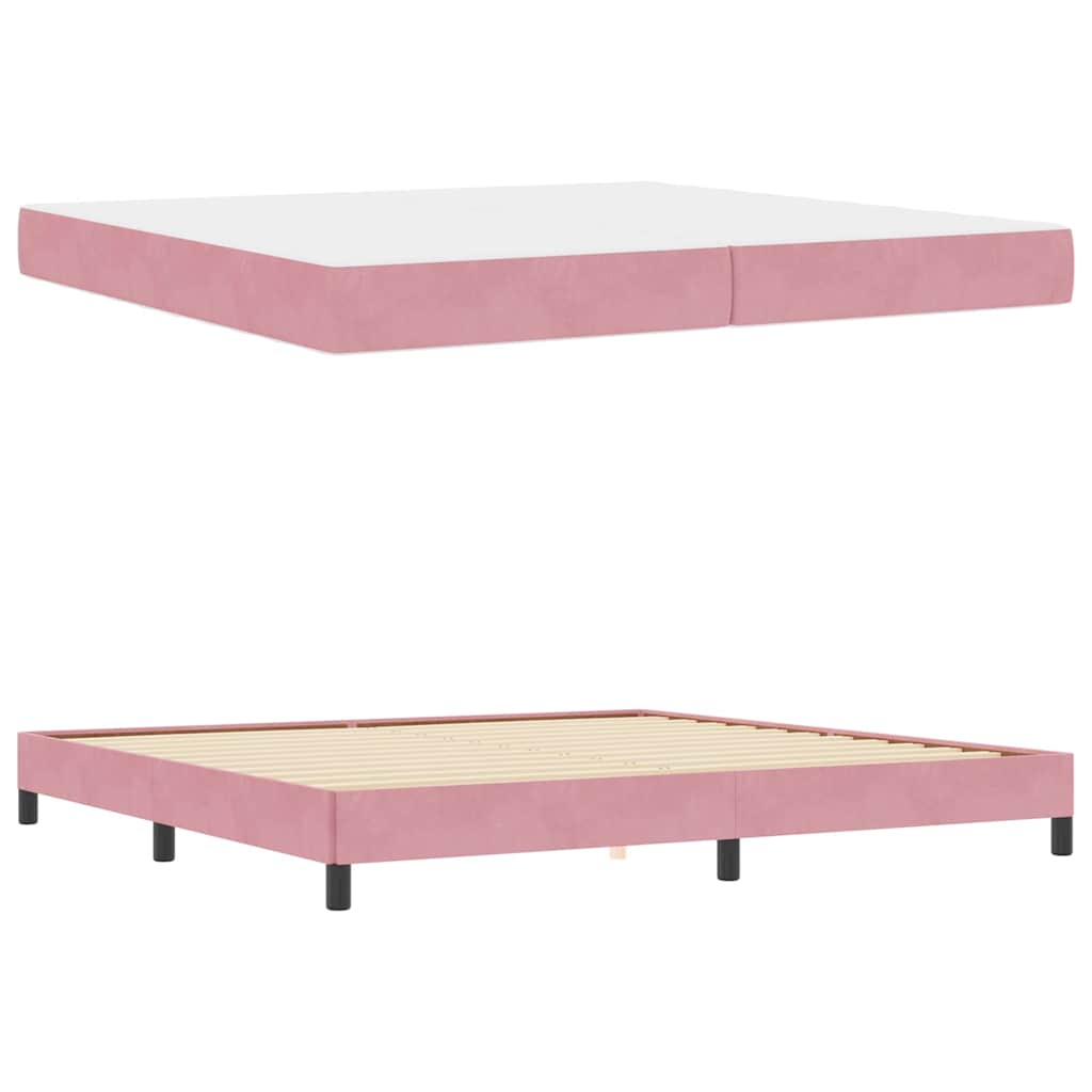 Κρεβάτι με ελατήρια με στρώμα Ροζ 200 x 220 cm ύφασμα - Pakobazaar