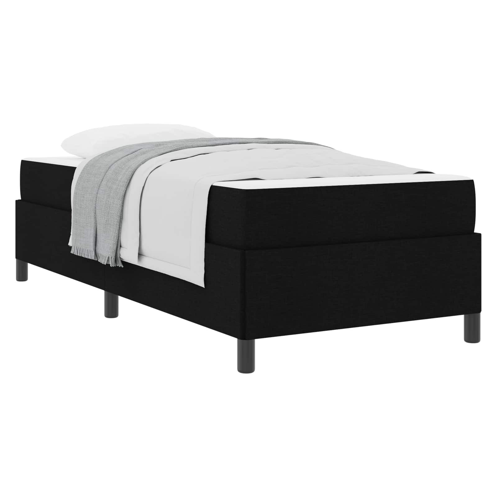 Κρεβάτι με ελατήρια με στρώμα Μαύρο 90 x 190 cm ύφασμα - Pakobazaar