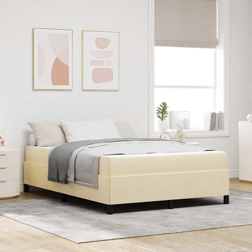 Κρεβάτι με ελατήρια με στρώμα Κρεμ 140 x 190 cm ύφασμα - Pakobazaar
