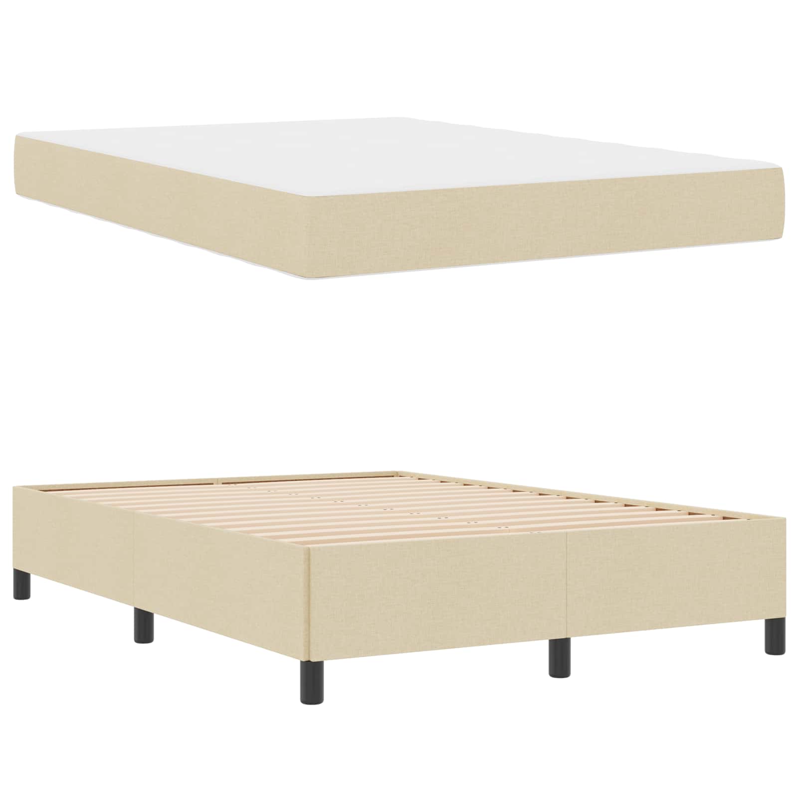 Κρεβάτι με ελατήρια με στρώμα Κρεμ 140 x 190 cm ύφασμα - Pakobazaar