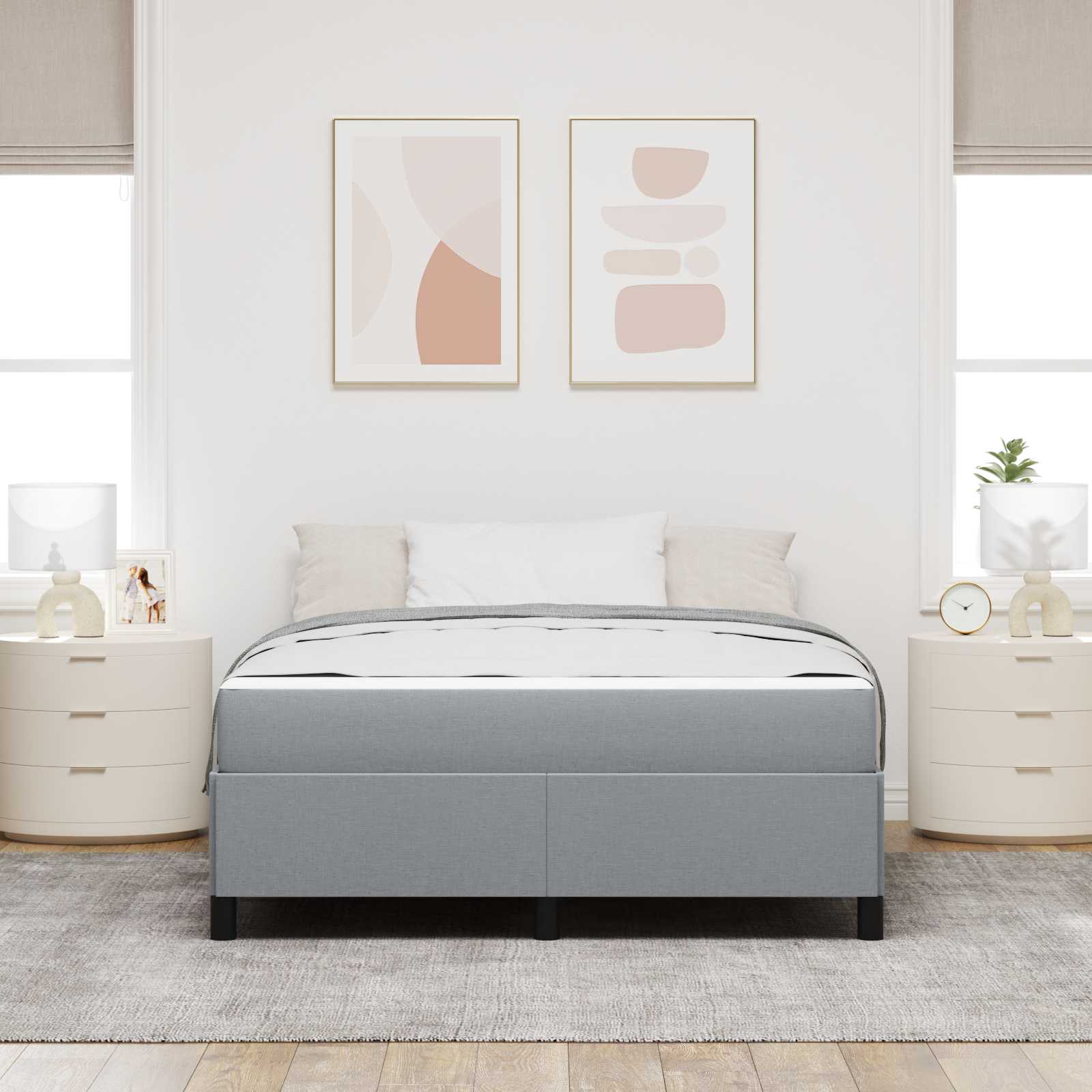 Κρεβάτι με ελατήρια Ανοιχτό γκρι 140 x 200 cm ύφασμα - Pakobazaar