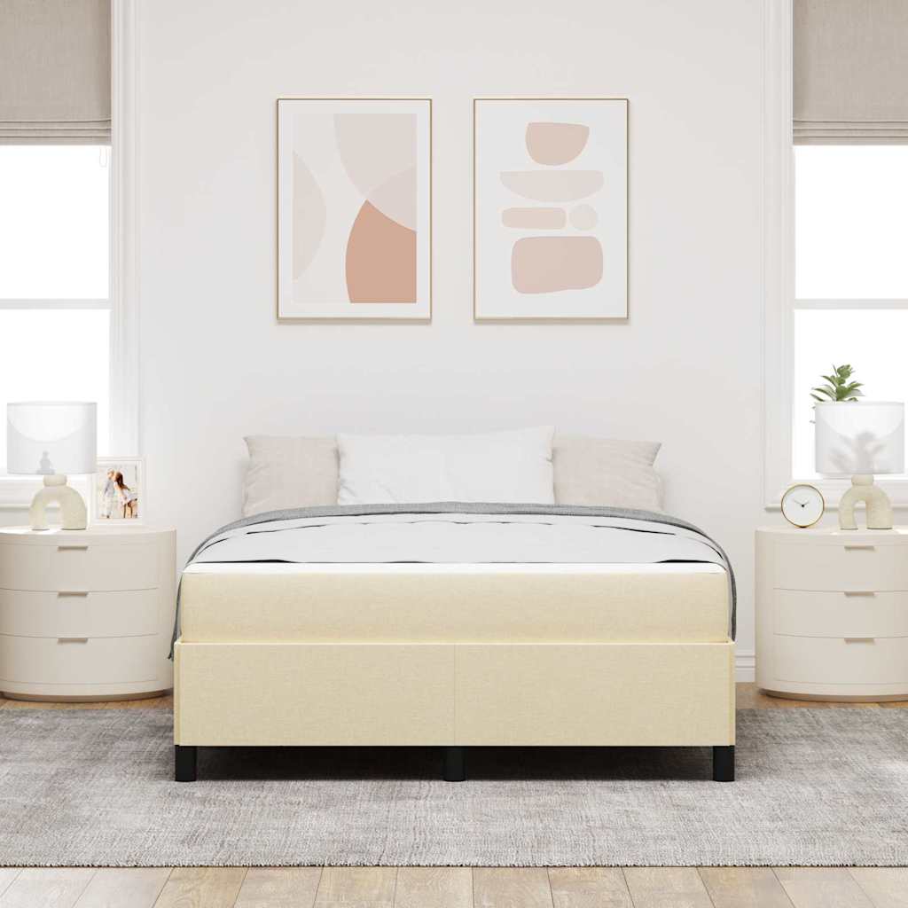 Κρεβάτι με ελατήρια Κρεμ 140 x 200 cm ύφασμα