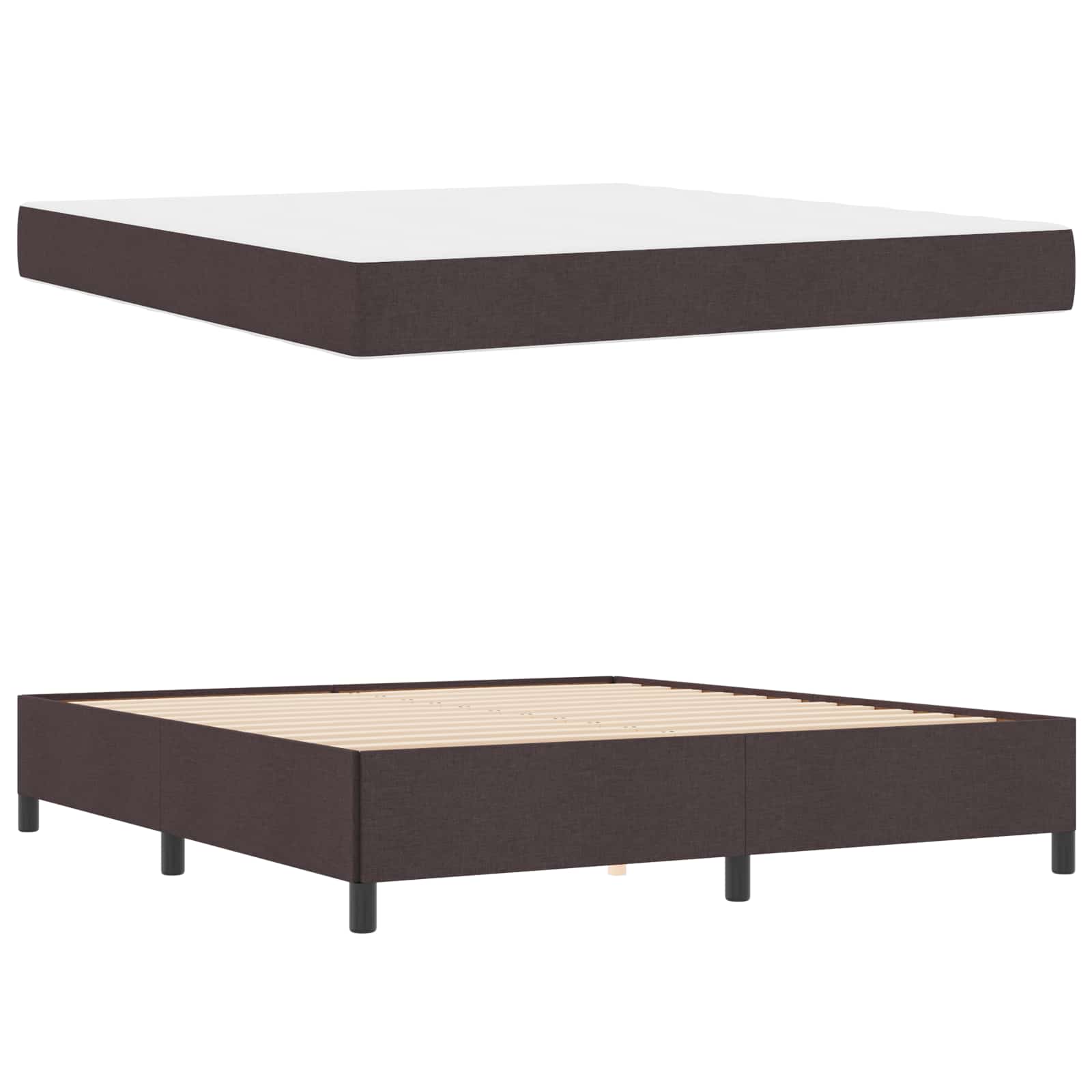 Κρεβάτι με ελατήρια Σκούρο Καφέ 180 x 200 cm ύφασμα - Pakobazaar