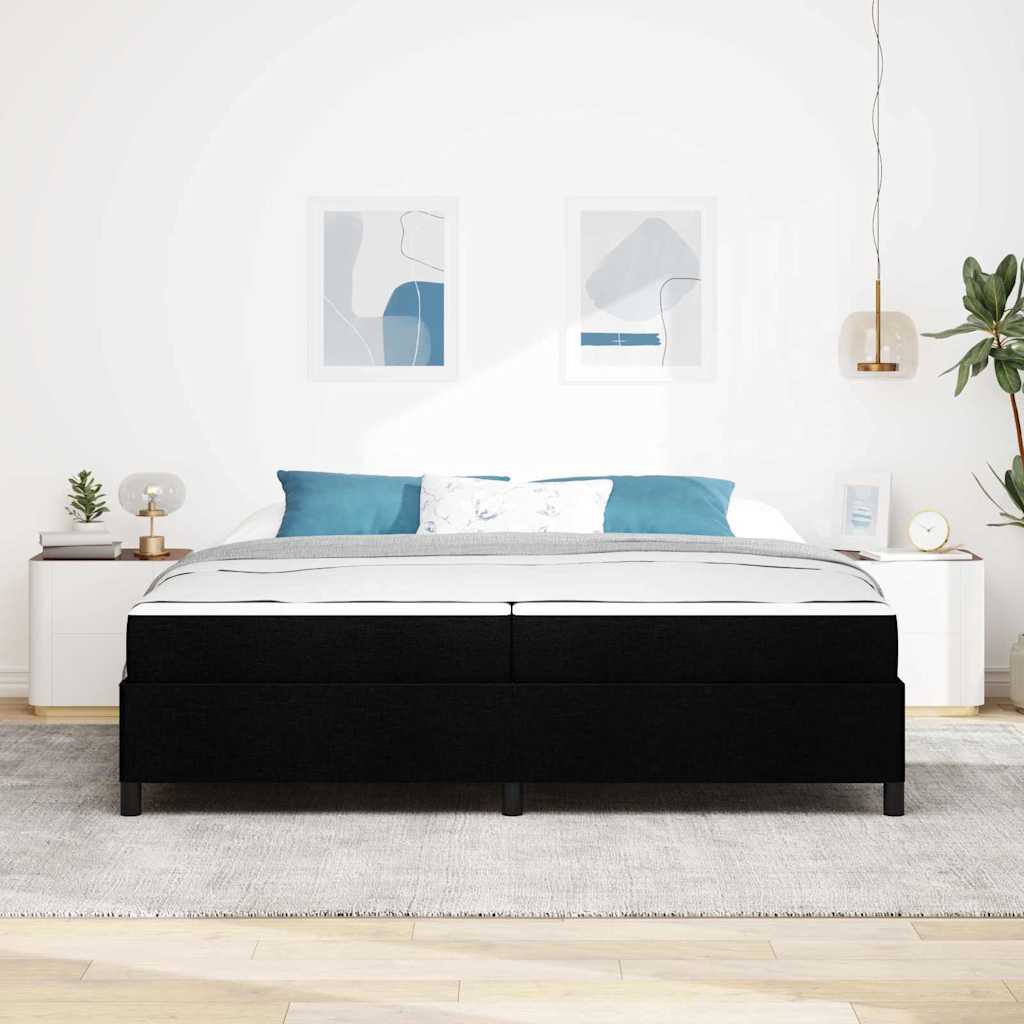 Κρεβάτι με ελατήρια με στρώμα Μαύρο 200 x 200 cm ύφασμα - Pakobazaar