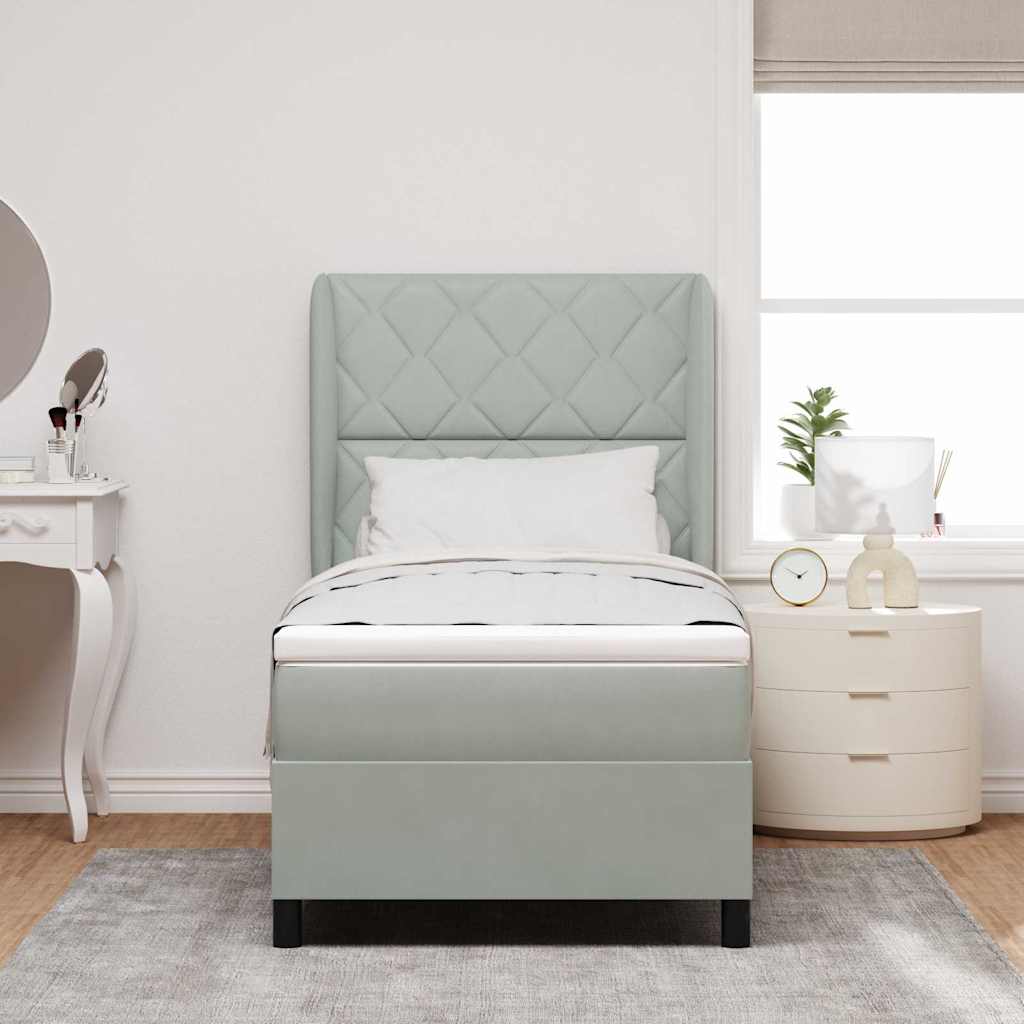 Κρεβάτι με ελατήρια Ανοιχτό γκρι 190 x 90 cm Πολυεστέρας - Pakobazaar