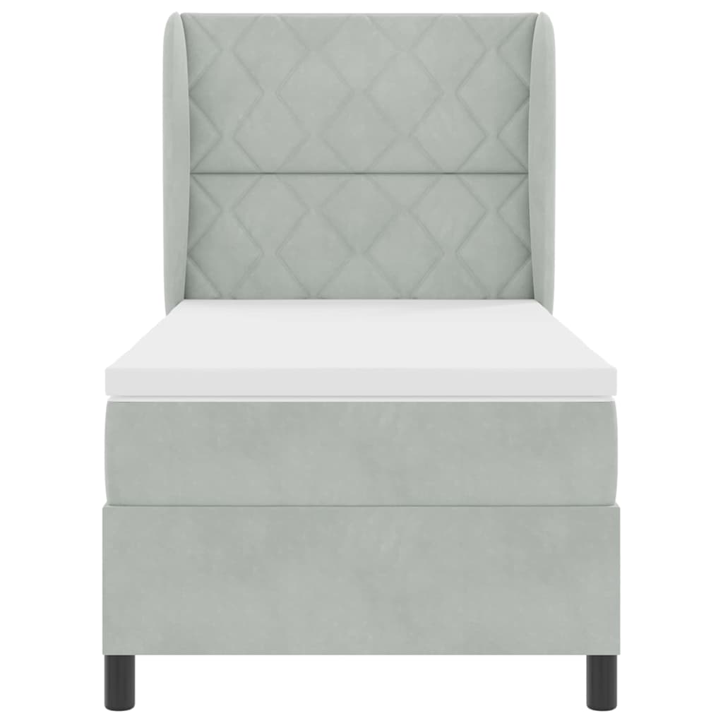 Κρεβάτι με ελατήρια Ανοιχτό γκρι 190 x 90 cm Πολυεστέρας - Pakobazaar